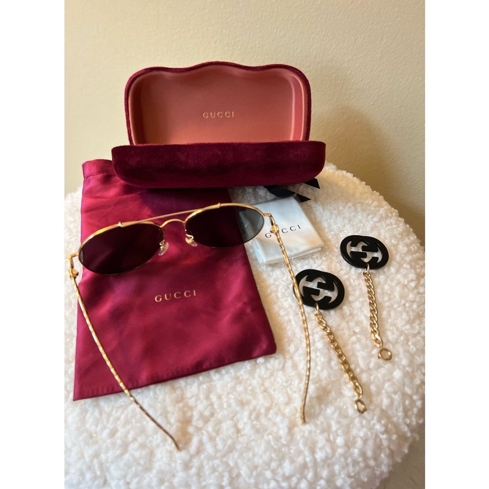 New Gucci Sunglasses Black/Gold - Picture 4 of 12